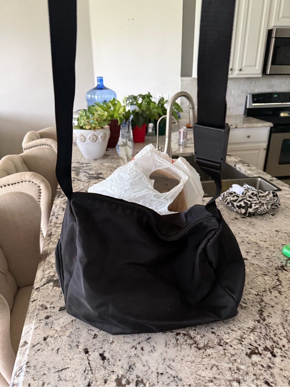 Black Women's Crossbody Shoulder Bag - Minimal Nylon Design